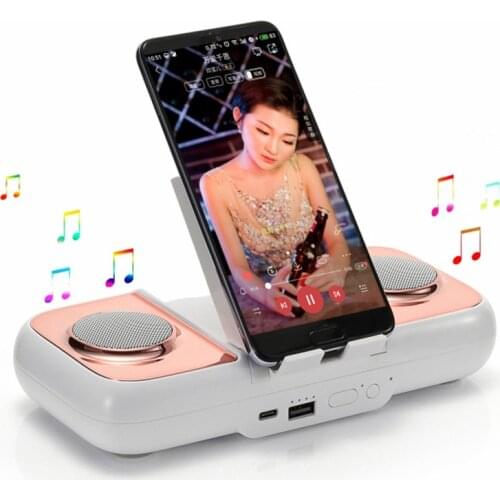 Wireless Charging Mobile Phone Stand Holder Powerbank Portable 10000mAh Bluetooth Speaker DQ-Drop