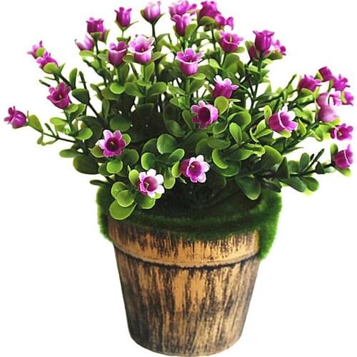 Lovely Plastic Artificial Flower Milan Rose Simulation Flowerpot Landscape Artificial Potted Plant Home Decor Flower