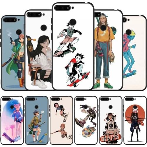Skateboard black Silicone Phone Case For honor 30 20 Pro 8 8X 9 10 20 Lite Mate 10 20 30 Lite Pro cover