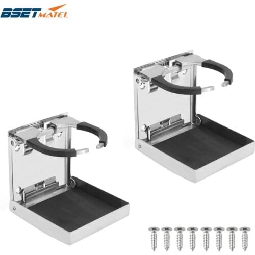 2X Stainless Steel 316 Folding Cup Drink Holder Can Bottle Holder Stand Mount Support Auto Car Marine Boat Truck RV Fishing Box