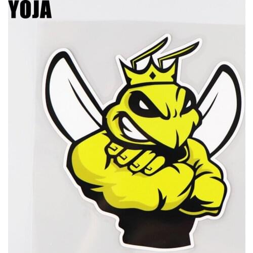YOJA 13X13.9CM Cartoon Animal Strong Bee Vinyl Decal Modern Style Decoration Car Sticker 19A-0074