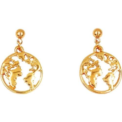 WTLTC Dainty Drop World Map Hoop Earrings for Women Hanging Travel Earth Charm Earrings Hollow Globe Earrings Inspirational Gift