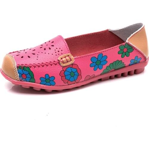 Flats Women Shoes Loafers Genuine Leather Women Loafer Ballet Footwear Female Shoes Women Flats Candy Color Flats Plus Size