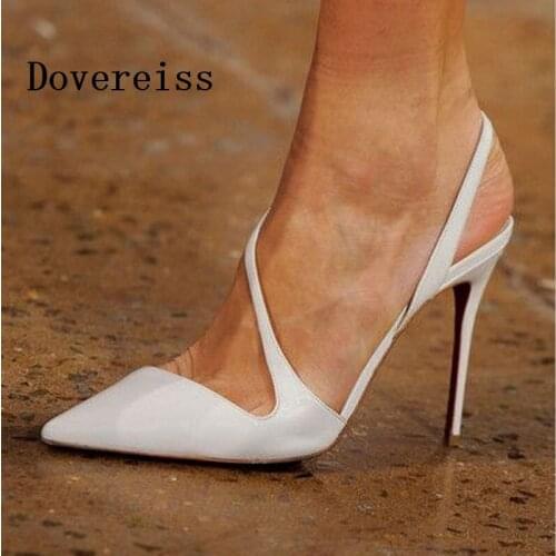 Dovereiss Fashion Womens Shoes summer High heels Elegant sandals Pure color white Mature sandalias Party shoes big size 43