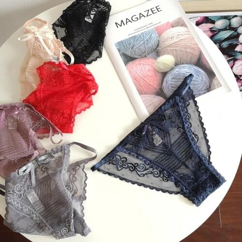 Woman Sexy Underwear Lace G-strings Thongs Comfortable Transparent Bow Low-rise Bikini G-string Female Lingerie Summer Underpant