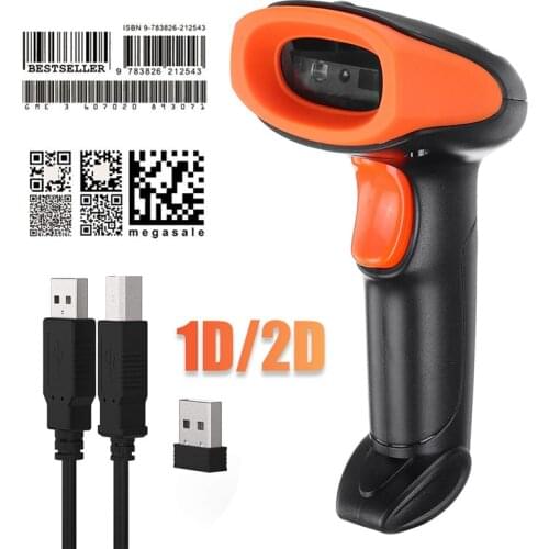 2.4G 1D/2D Barcode Scanner Portable USB Wireless Handheld Laser Light Scanner For Supermarket Store Win XP/7/8/10 laptop PC POS