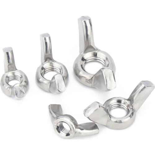 2/5/10pcs M3 M4 M5 M6 M8 M10 M12 DIN315 A2-70 304 Stainless Steel Adjust Thumb Nut Hand Tighten Thumbnut Butterfly Ear Wing Nut