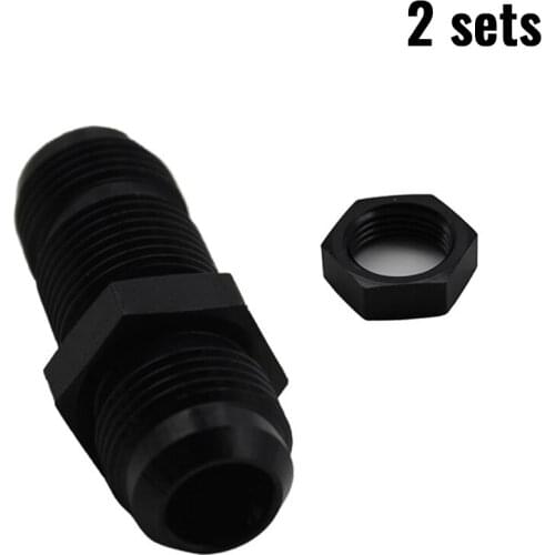 2 sets 8AN Male Straight Bulkhead Fitting Anodized Bulkhead Adaptors With Nut Fitting Adapter Seal Locking
