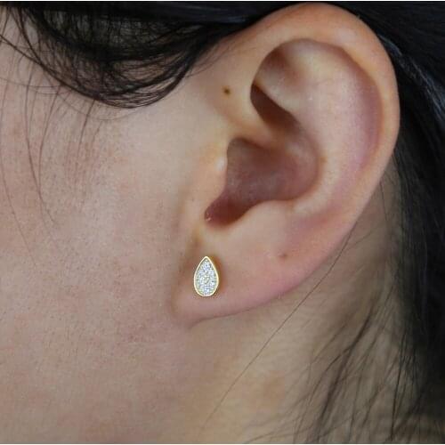2020 New 925 Silver CZ Stud Earrings jewelry Tear Drop Charm Earring Ddelicate Beautiful Elegance Women Ladies Jewelry