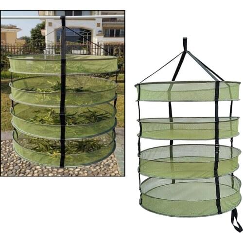 4 Layer 2ft Hanging Mesh Herb Drying Rack Collapsible Green Lightweight