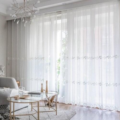 America Embroidered Tulle Curtains for Living Room, Vertical Stripes Window Treatments for Bedroom Sheer Curtain Panel Curtains