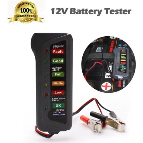 Kongyide Car Scanner 12V Digital Battery Alternator Tester 6LED Lights Display Diagnostic Tool Brake fluid tester mar21