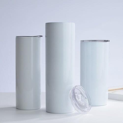 20-30oz DIY White Blanks Sublimation Straight Skinny Tumbler With Straw Stainless Steel Cup Double Vacuum Insulated Party Gift