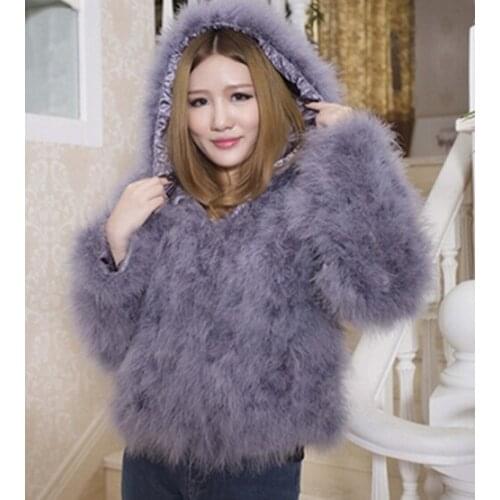 Free Shipping genuine ostrich coat with hat Women Ostrich Fur jacket waistcoats customized big size