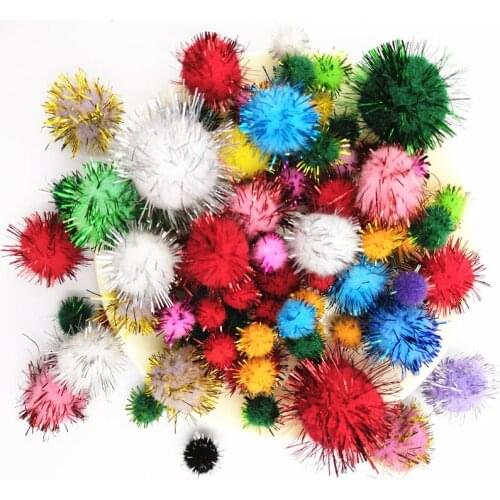Glitter Pompom 10-30mm Fluffy Plush Craft DIY Pom poms Ball Fur Christmas Decoration Kids Toys Dolls Accessories 100-2000pcs
