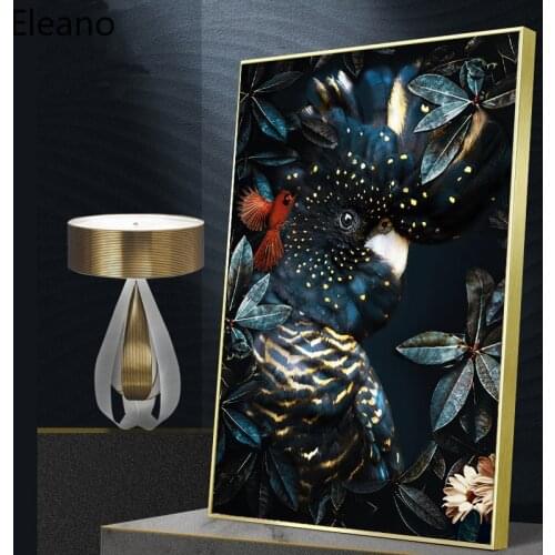 Flower and Parrot Elk Elephant Tiger Lion Poster and Prints Abstract Canvas Painting Wall Art Animal Picture Nordic Home Decor