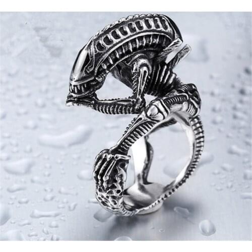 Classic Alien Rings For Men Jewelry Alloy Stainless Steel Novel Design Rock Party Gift Vintage Finger Ring