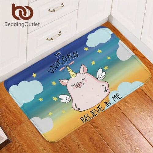 BeddingOutlet Pig Angel Area Rug For Living Room Cute Piglet Anti-slip Carpet Cartoon Animal Unicorn Absorbent Rug Mat Tapete