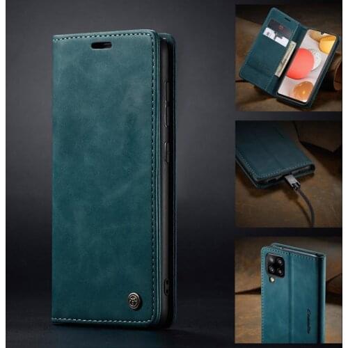 Leather Bumper Case For Samsung A12 Magnetic Flip Luxury Multifunctional Wallet Plain Phone Bag For Samsung Galaxy A 12 5G Coque