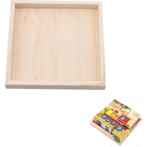 1pc 3D Cubes Jigsaw Puzzles Tray Wooden Storage Toys Accessories For Children Kids