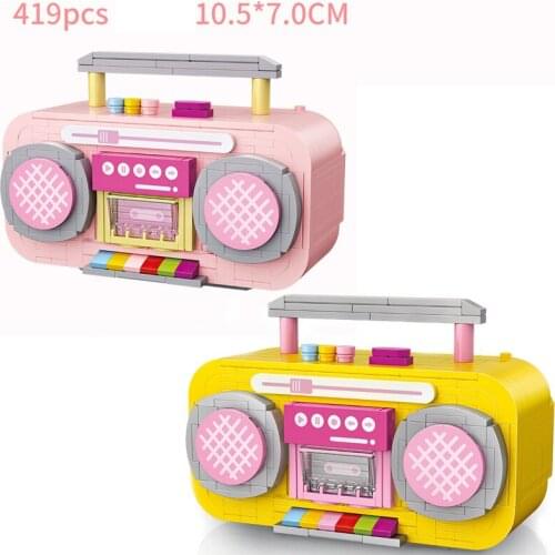 LOZ Classic Pink retro Radio recorder mini diamond building block assemble bricks educational toys for children gifts