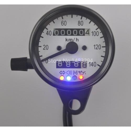 Motorcycle 12V Odometer LED Speedometer Dirt bike Cruiser Old School Black Universal New