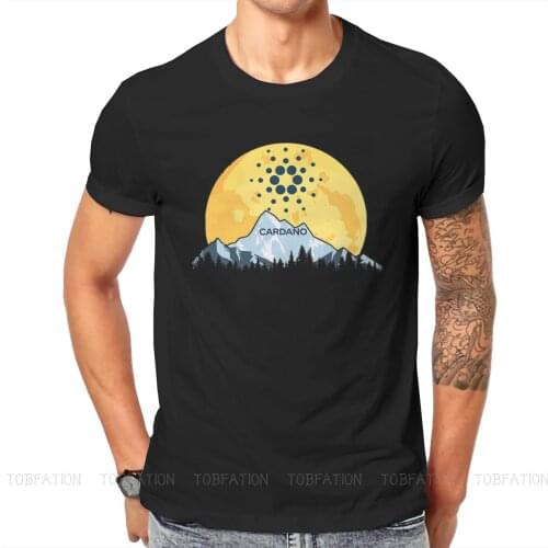 Cardano ADA to the Moon Cryptocurrency Crypto Miner Tshirt Top Cotton Oversized O-Neck Mens Tops Harajuku Men T shirt