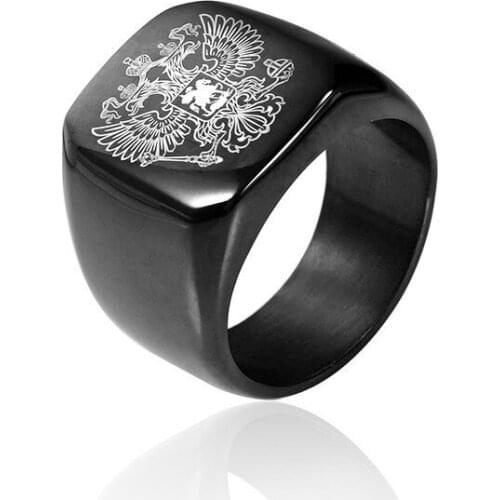 RIR Stainless Steel Russia Military Ring Mens Flat Finger Ring With High Polish Finished Cool Soldiers Gifts