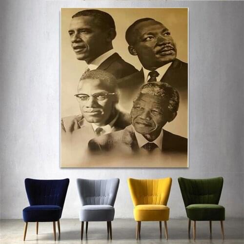 Canvas Print Home Decor Wall Art Modular Pictures Malcolm X Martin Luther King Barack Obama Painting Nordic Poster For Bedroom