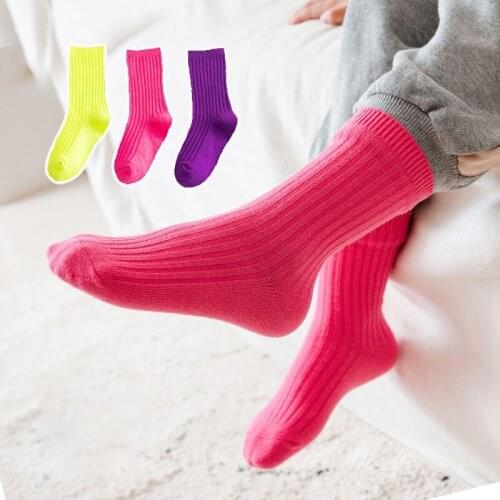 3PCS/Set 1-8y Baby Cotton Socks Kids For Boys and Girls Toddle Autumn Winter Knitted Tube Short Socks Solid Candy Colorful