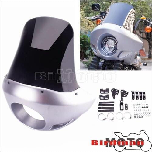 For Harley Sport Fairing 5.75inch Headlight Windshield Cafe Racer Headllamp Cover fits 35-49mm Fork Sportster XL Touring Dyna