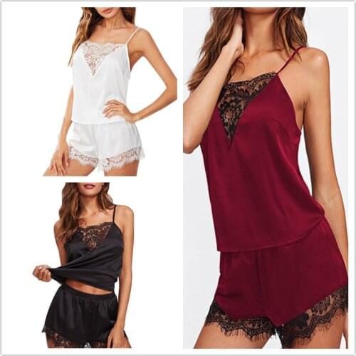 Sleep Lounge Pajama Set Sexy Satin Sleepwear Women Summer Pyjama Femme Fashion Flower Pajamas for Women