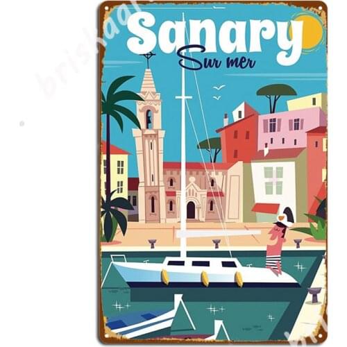 Sanary Sur Mer Poster Metal Signs Design Living Room Cinema Living Room Wall Decor Tin sign Posters