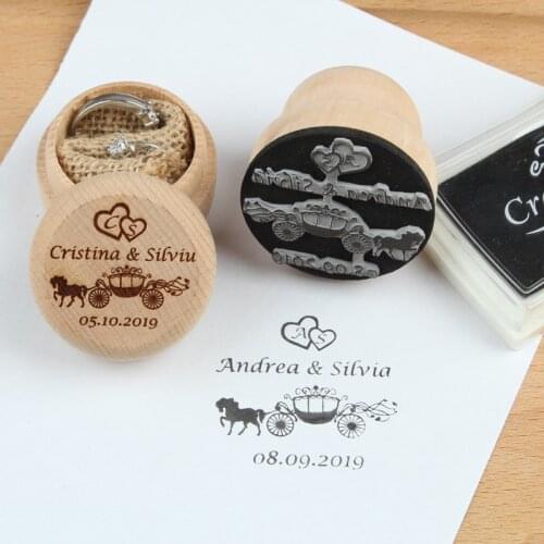 Custom name date Personalized logo wooden stamp and ring box DIY Invitation stationery rustic wedding decoration wedding gift