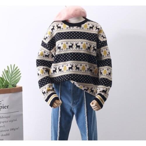 Pullover 2018 Korea Winter Thickening Christmas Ancient Ways Easy Fawn Head Sweater Knitting Unlined Garment Woman Autumn And