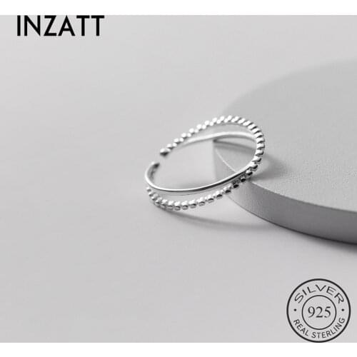 INZATT Real 925 Sterling Silver lines Cross Adjustable Ring For Fashion Women Fine Jewelry Hiphop Minimalist Accessories