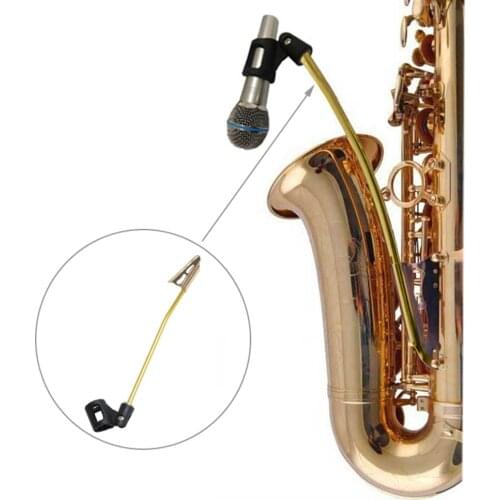 30cm Adjustable Aluminum Alloy Saxophone Microphone Clamp Bracket Sax Mircophone Clip Holder for Saxophone Performance