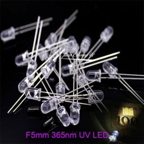 5mm 2pin LED Purple Ultra Violet 365nm UV Diode Light Emitting Lamp Round 100pcs