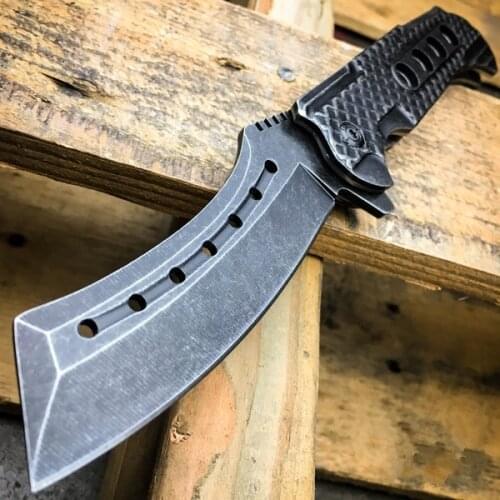 High Quality Heavy Duty Stonewash Tanto Folding Blade Knife for Outdoor Tactical Hunting Knifes Pocket EDC Rescue Camping Knives
