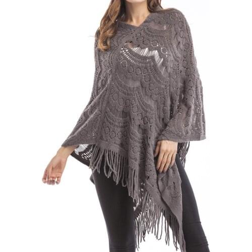 BYUAN Brand Women Sweaters and Pullovers 2018 Spring Autumn Fashion Capes Sweaters Thin Batwing Sleeve Tassel Knitted Sweater