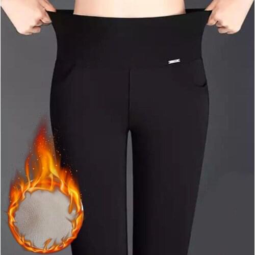 Lady Winter leggings Skinny Thick Velvet Wool Fleece Trousers Lambskin Cashmere Pants For Women Plus Size 5xl 6xl