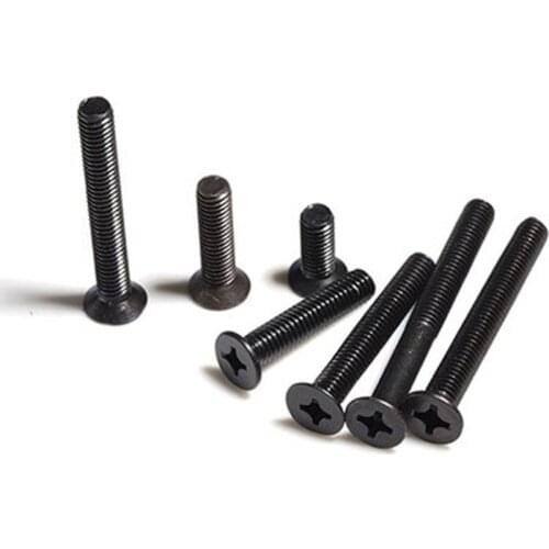 100Pcs M1.0 M1.2 M1.4 M1.6 M1.7 Phillips Countersunk head screws micro precision cross flat bolts Black 3mm-12mm Length GB819