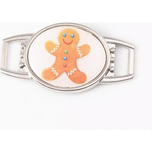 2021 Oval Gingerbread Man Design Shoelace Charms for Sport Shoes Outdoor Paracord Bracelet DIY Jewelry Making for Christmas Gift