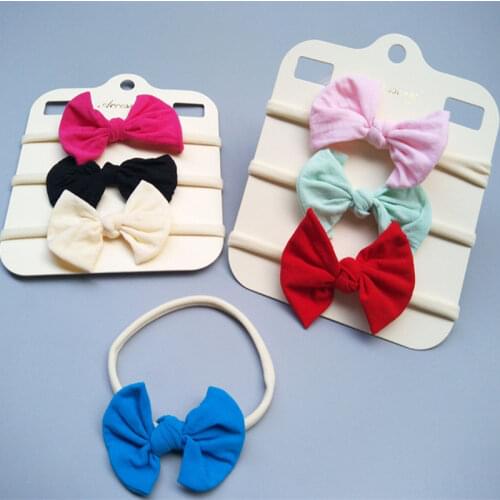 3 pcs Baby headdress girl bow solid color hair band nylon elastic hair band accessories baby headdress cotton headdress baby