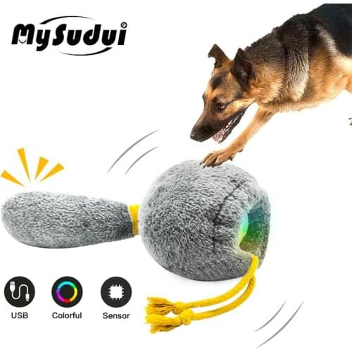 Automatic Led Ball Dog Toy Chew Interactive Bouncing Rolling Electric Squeaky Plush Intellect Smart Pet Toy Usb Rechargeable