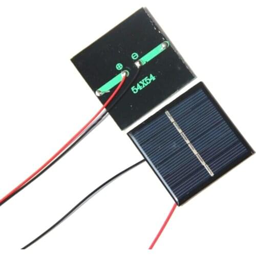 BUHESHUI 0.42W 3V Solar Cell Module Polycrystalline Epoxy Solar Panel +Cable DIY Solar Charger Educational 54*54MM 2pcs/lot