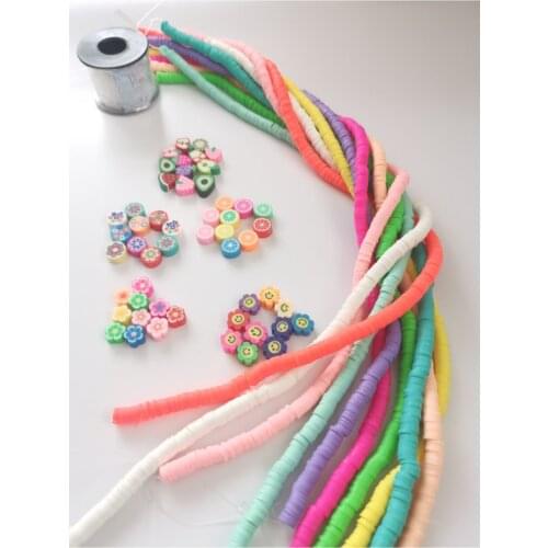 10 color Fimo Beads 6 Mm 5 Pcs With Different Figure 1-piece 100 M Rubber Fishing Line Set