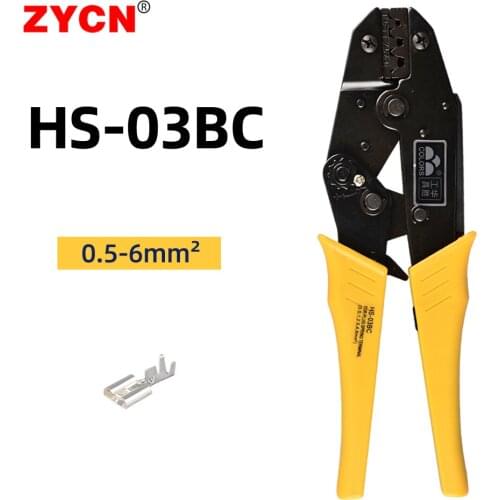COLORS Brand HS-03BC Ratcheting Crimping Pliers Non-Insulated Tabs Electrical Terminals Ferrules 26TW 0.5-6MM² Carbon Steel