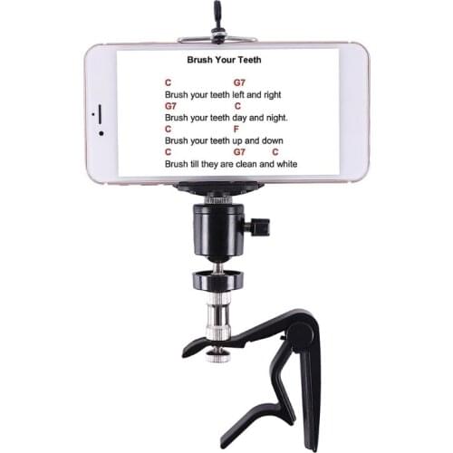 WXTF Guitar Bass Ukulele Headstock Cell Phone Holder, Live Broadcast Bracket Clip, Mount for Close Up Home Music Recording