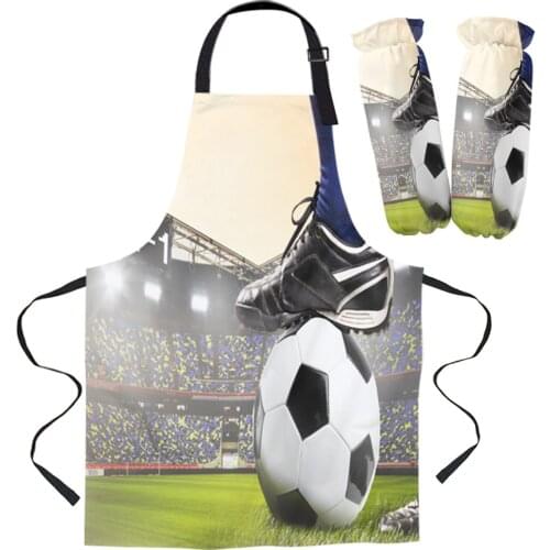 Apron Kit Gymnasium Soccer Court Balls Football Kitchen Bib Oven Mitts for Cooking Woman Kids Aprons Cuff Baking Accessories